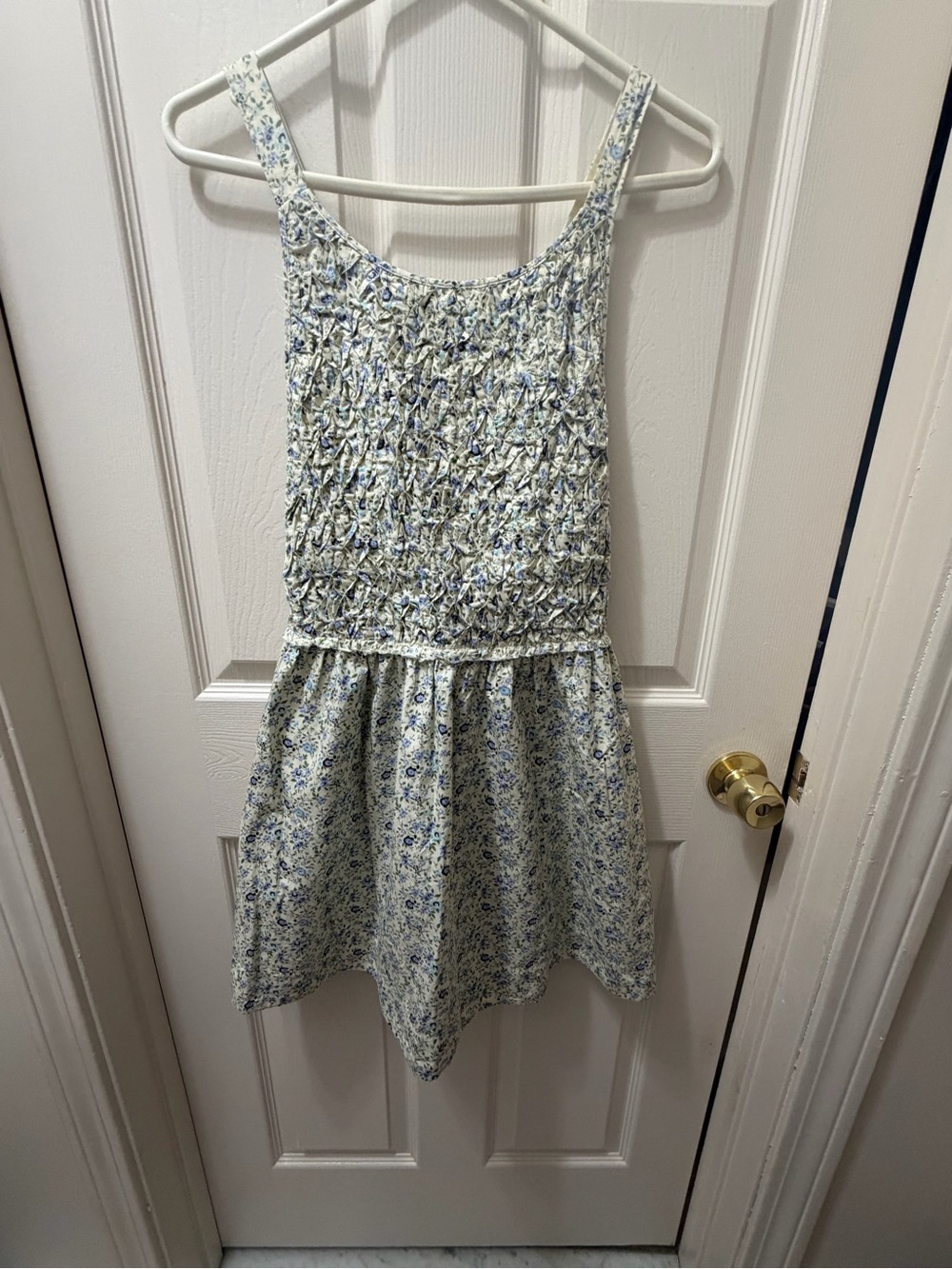 Free People Blue Floral Smocked Mini Dress